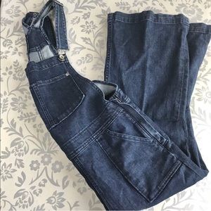 H&M loves Coachella flared denim bib overalls